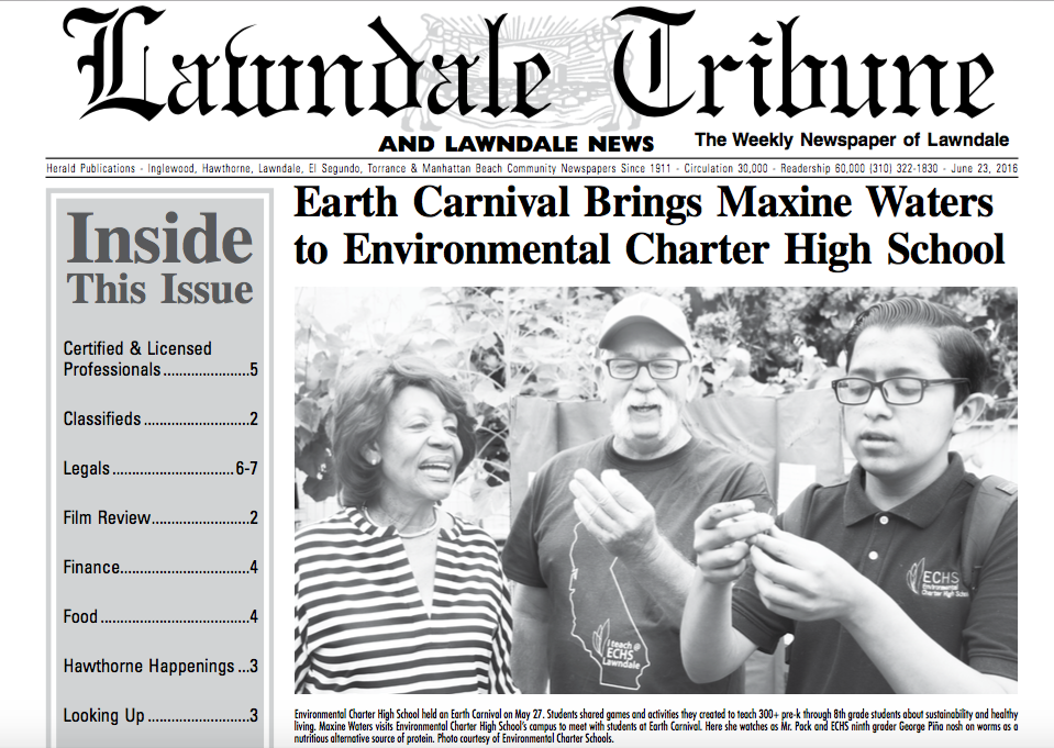 Lawndale Tribune coverage of Earth Carnival at Environmental Charter High School